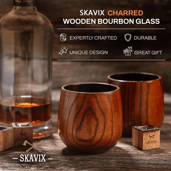 Limited-time discount!🔥Handcrafted charred wooden bourbon glass – unique & rustic.