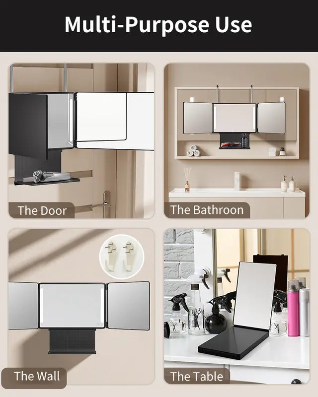The 360 Mirror - Adjustable Trifold Barber Miror to Cut Your Own Hair
