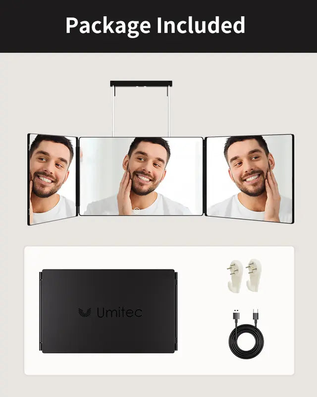 The 360 Mirror - Adjustable Trifold Barber Miror to Cut Your Own Hair