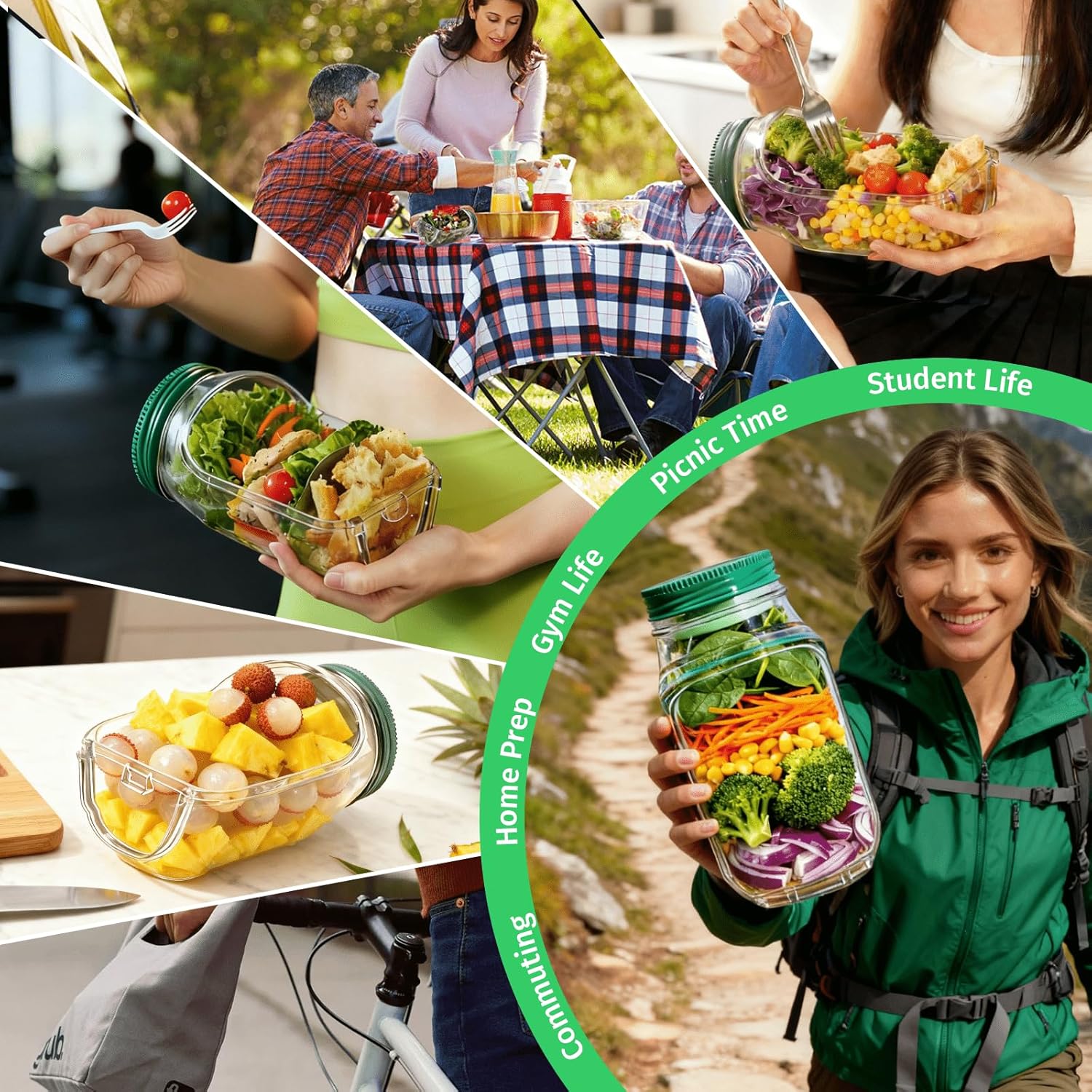 Salad Pod Mason Jar Side Open