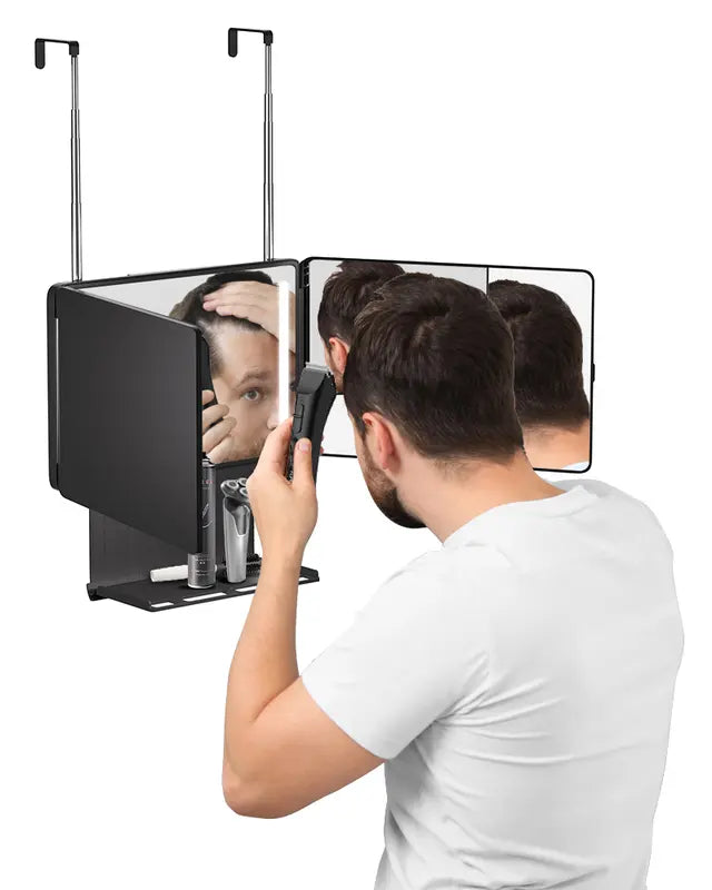 The 360 Mirror - Adjustable Trifold Barber Miror to Cut Your Own Hair