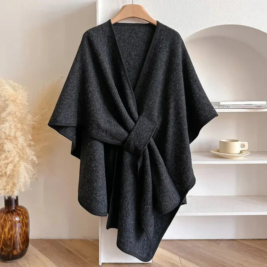 Winter Protection Shawl – Cozy Wrap Wool Cape – Elegant & Versatile Layering Cloak